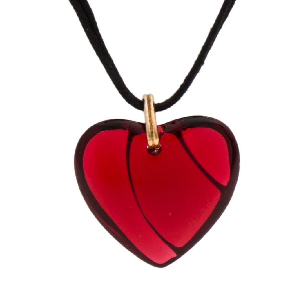 BACCARAT LARGE FRENCH CRYSTAL HEART PENDANT NECKLACE